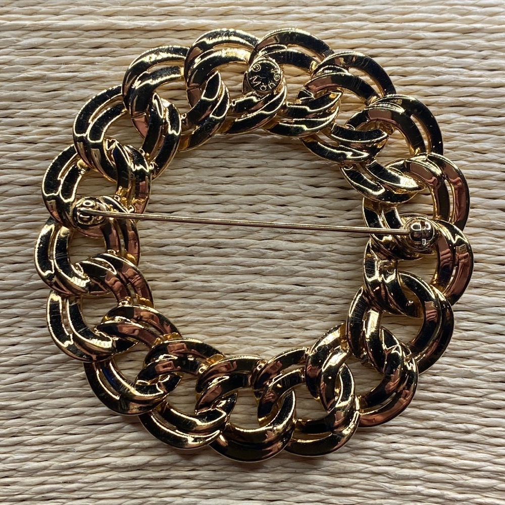 Signed Monet Large Double Link Chain Style Brooch… - image 5